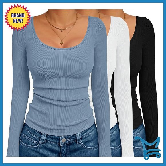 Other - 3 Pack Long Sleeve Ribbed Thermal Tops Slim Fit Basic Undershirts XS-XXL